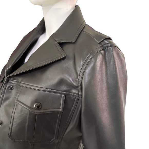 NWT Michael Kors Black Faux Leather Jacket Size S - Picture 2 of 12